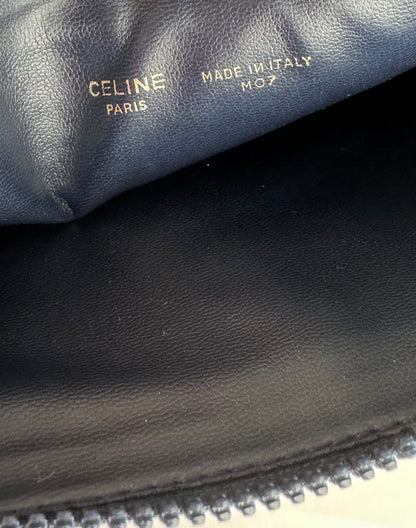Vintage Celine Paris Monogram Clutch Navy White