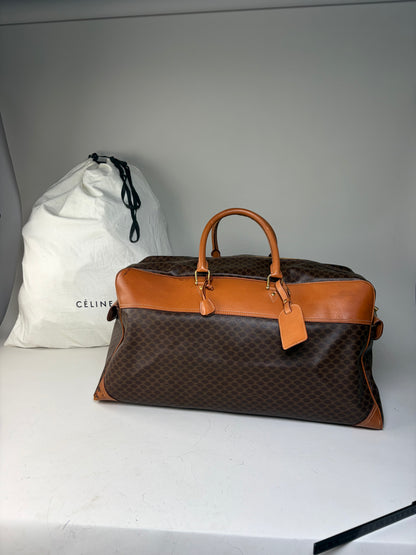 Vintage Celine Macadam Canvas Duffle Bag Brown Tan