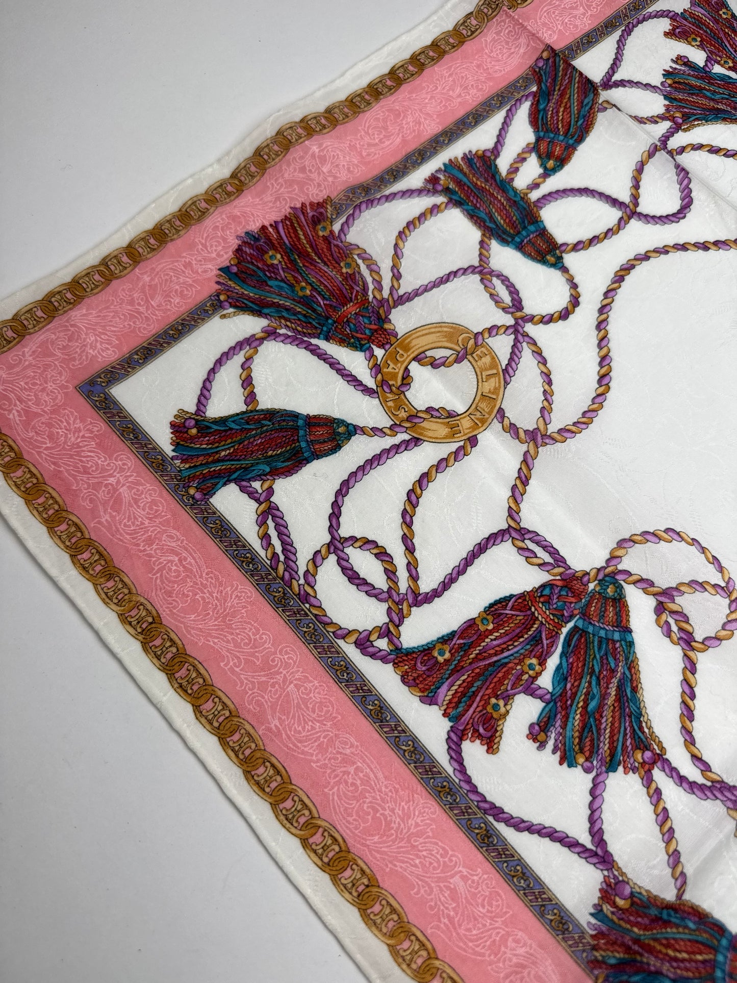 Vintage Celine Scarf White pink