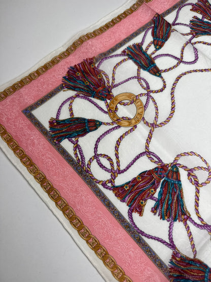 Vintage Celine Scarf White pink