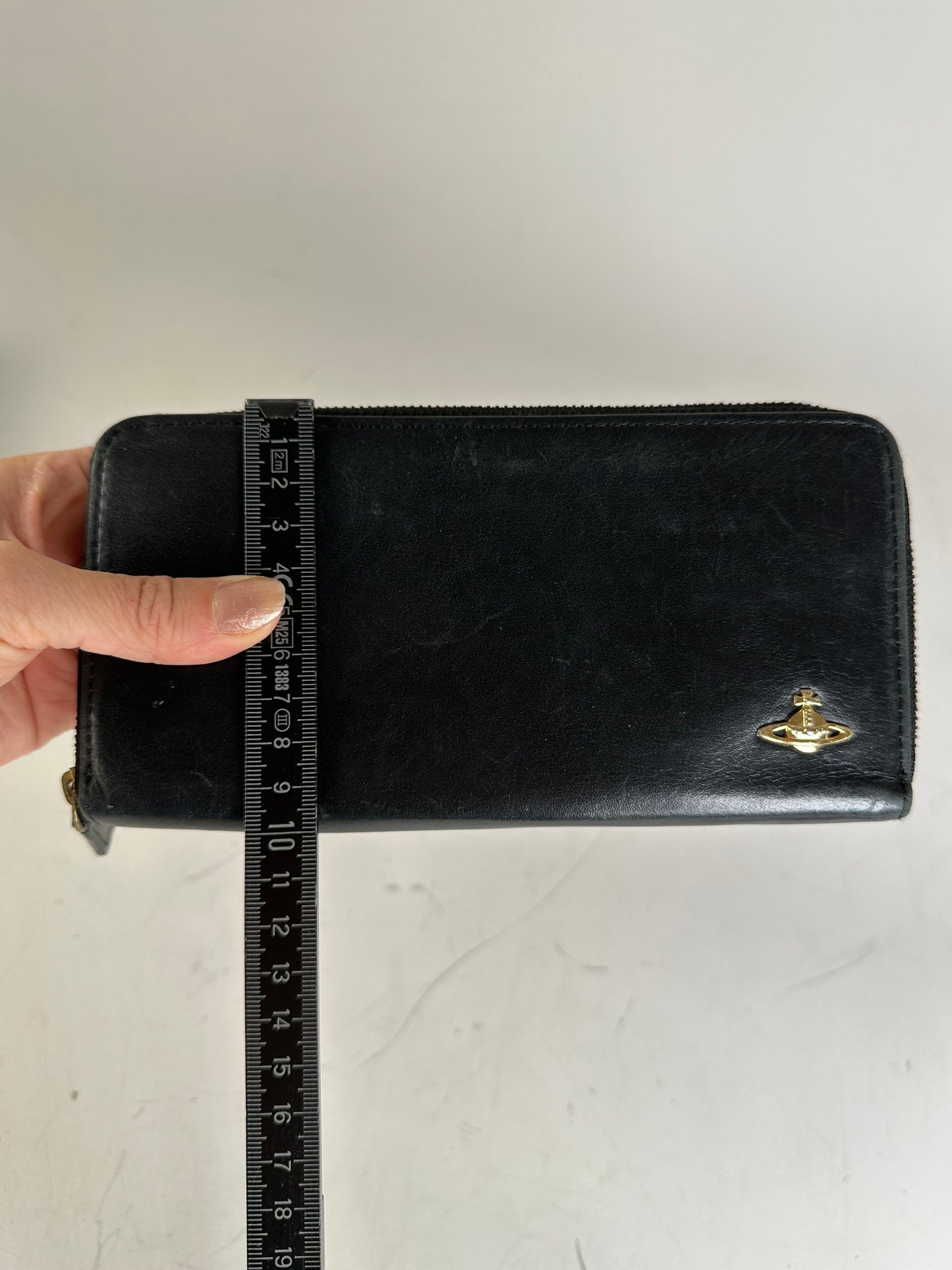 Vintage Vivienne Westwood Leather Wallet Black Gold