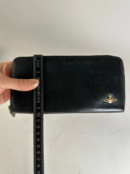 Vintage Vivienne Westwood Leather Wallet Black Gold