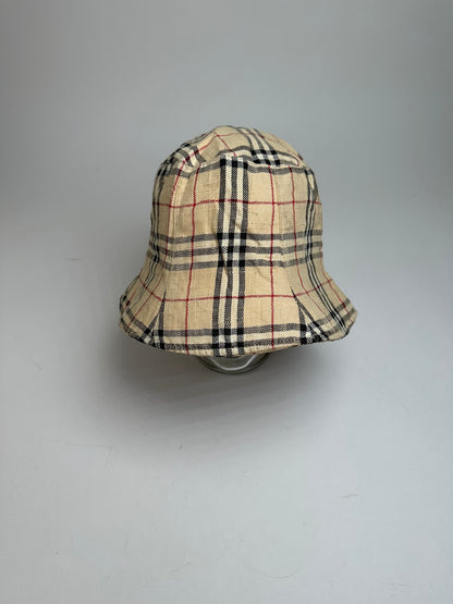 Vintage Burberry Nova Check Bucket Hat Beige M