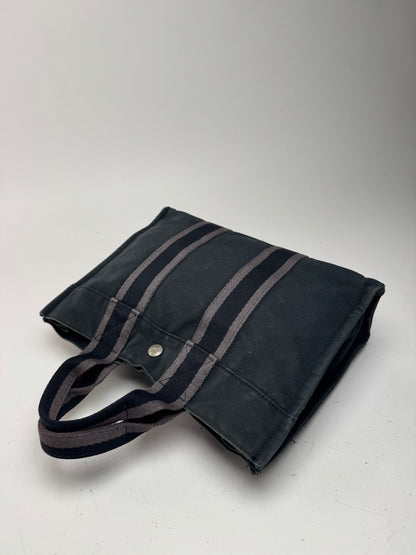 Sac cabas vintage Hermès Mini en toile noire