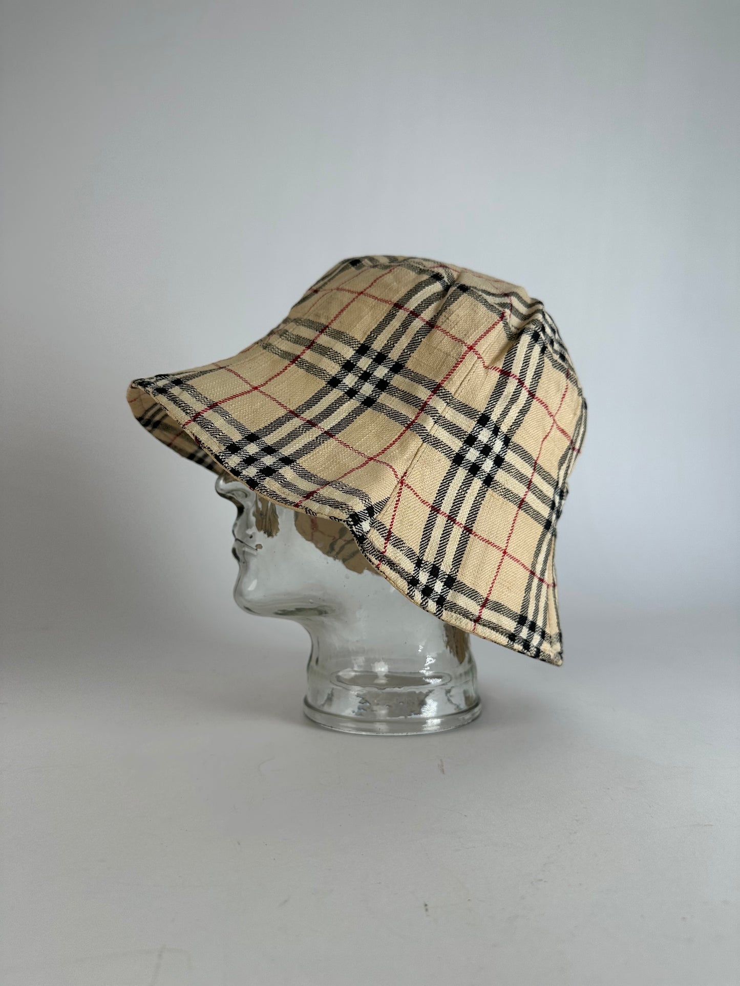 Vintage Burberry Nova Check Bucket Hat Beige M