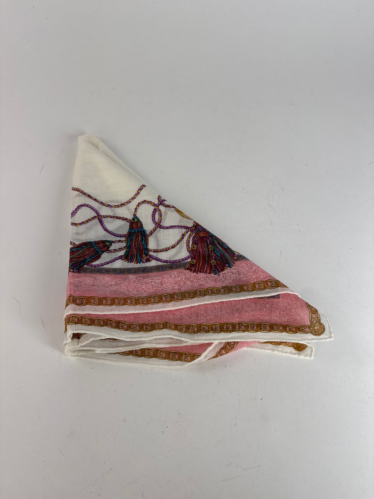 Vintage Celine Scarf White pink