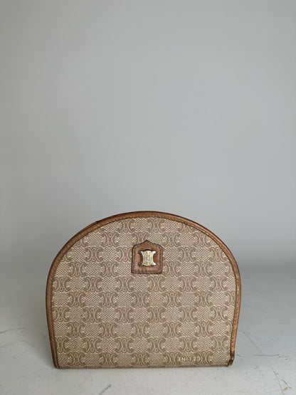 Vintage Celine Canvas Leather Trim Wallet Beige Brown