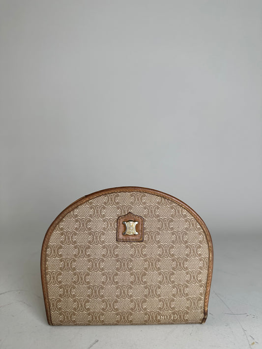 Vintage Celine Canvas Leather Trim Wallet Beige Brown