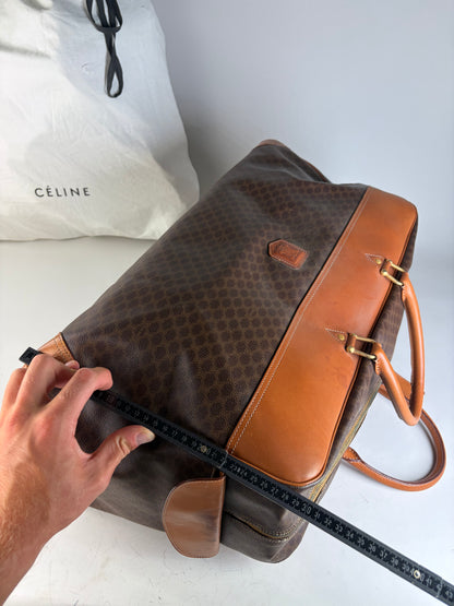 Vintage Celine Macadam Canvas Duffle Bag Brown Tan