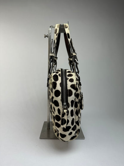 Vintage Marni Structured Hair-On-Hide Top-Handle Bag Cream Black