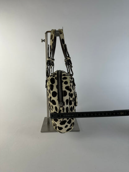Vintage Marni Structured Hair-On-Hide Top-Handle Bag Cream Black