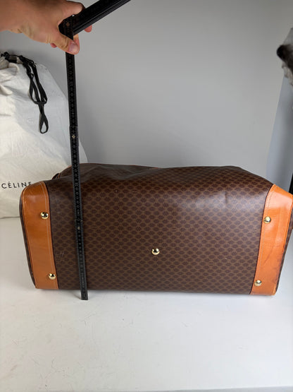 Vintage Celine Macadam Canvas Duffle Bag Brown Tan