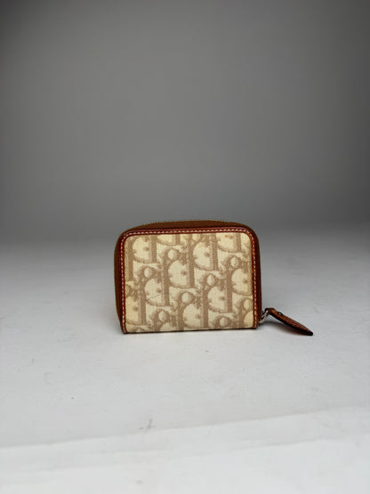 Vintage Dior Oblique Monogram Leather Card Holder Beige Brown Pink