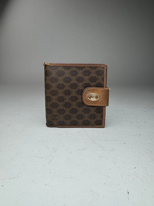 Vintage Celine Triomphe Monogram leather wallet brown