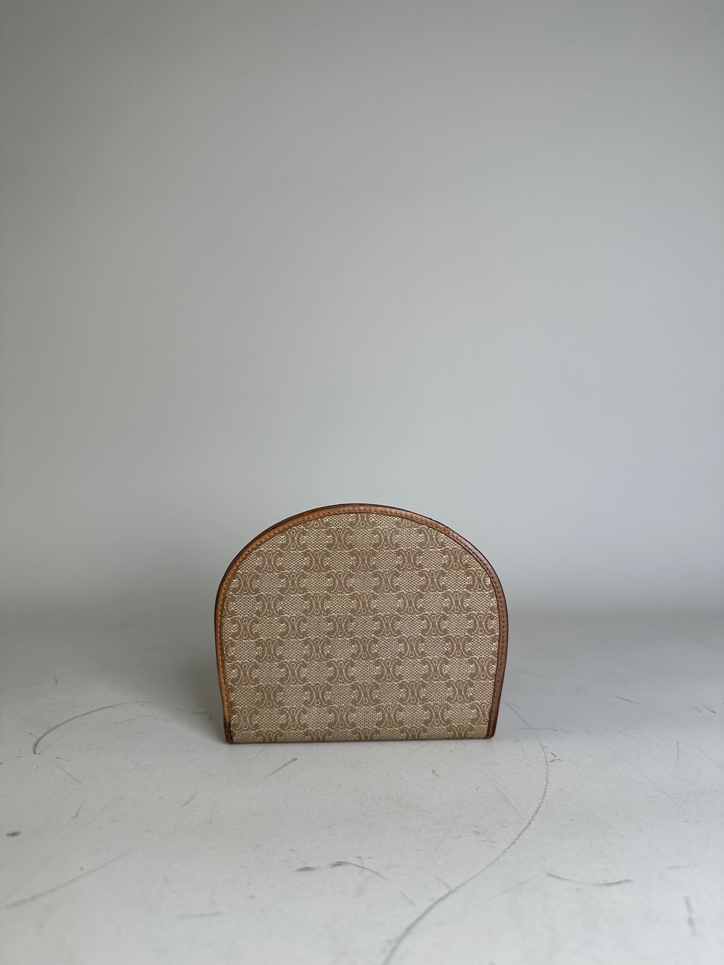 Vintage Celine Canvas Leather Trim Wallet Beige Brown