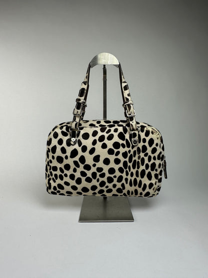 Vintage Marni Structured Hair-On-Hide Top-Handle Bag Cream Black