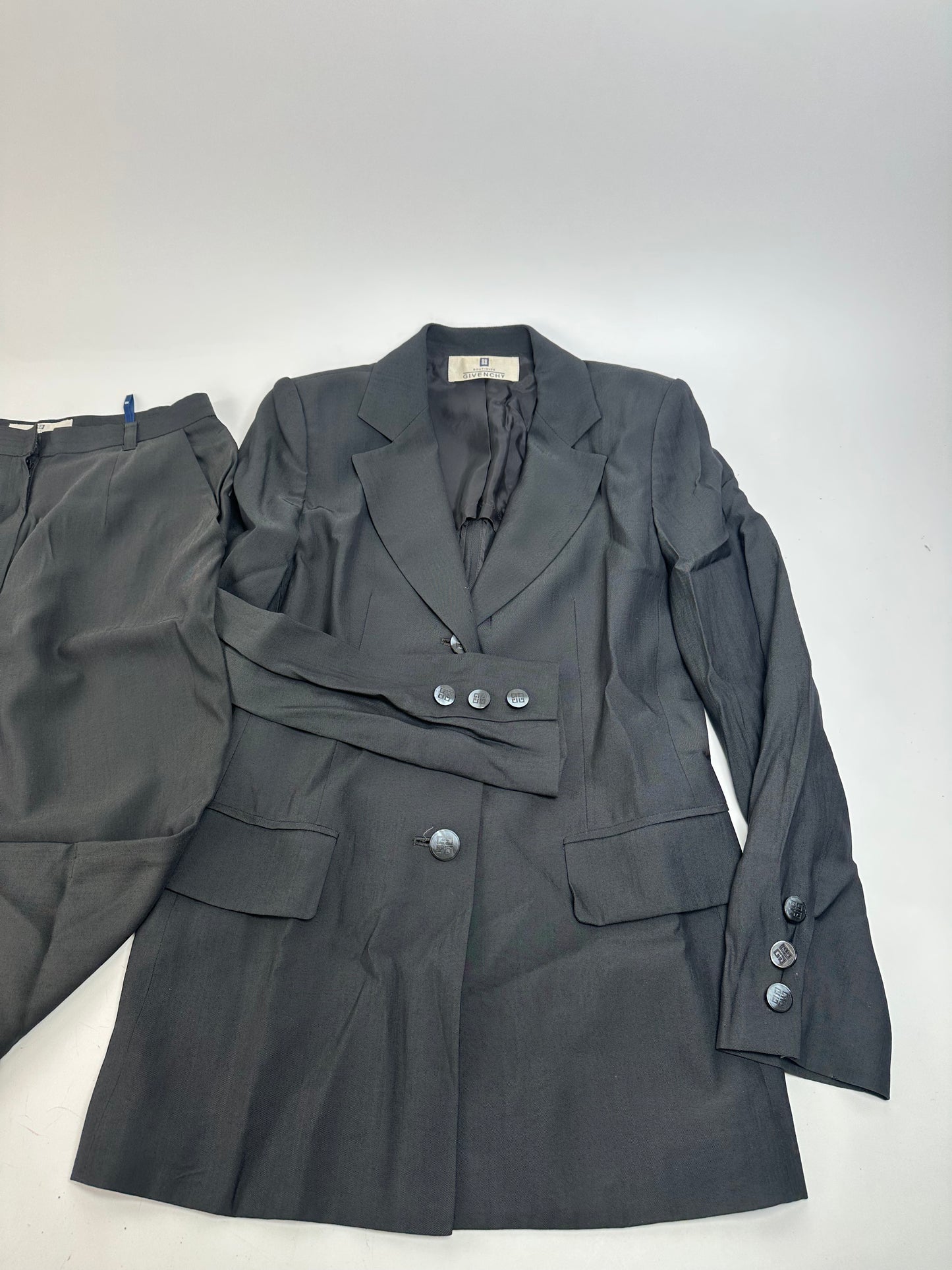 Vintage Givenchy Womens Wool Suit Black 38/M