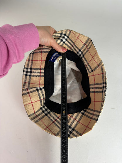 Vintage Burberry Nova Check Bucket Hat Beige M