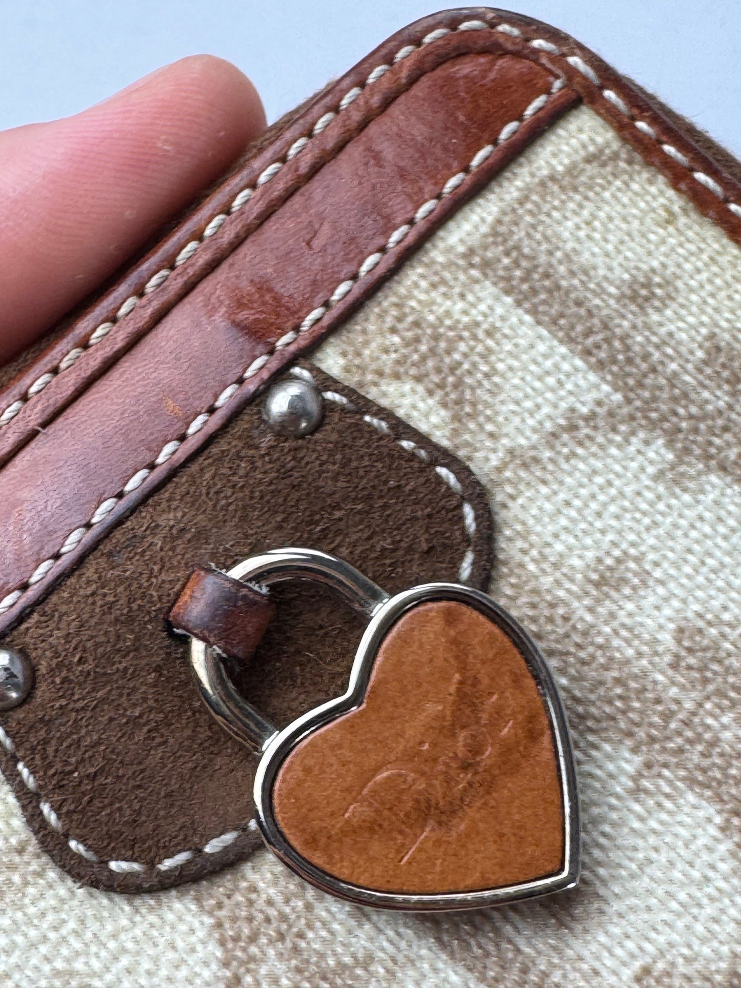 Vintage Dior Oblique Monogram Leather Card Holder Beige Brown Pink