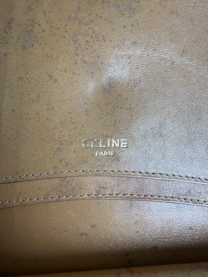 Vintage Celine Canvas Leather Trim Wallet Beige Brown