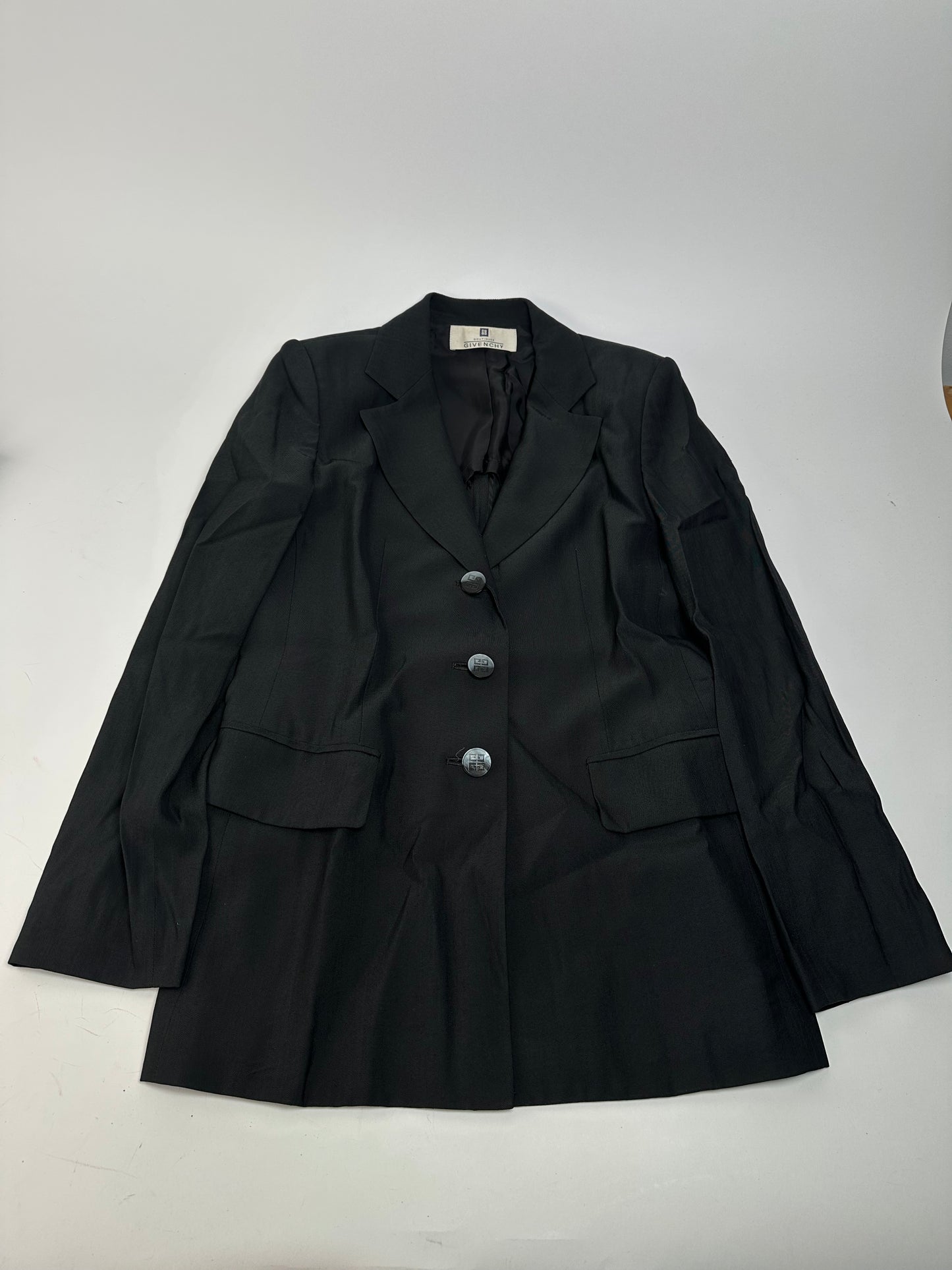 Vintage Givenchy Womens Wool Suit Black 38/M
