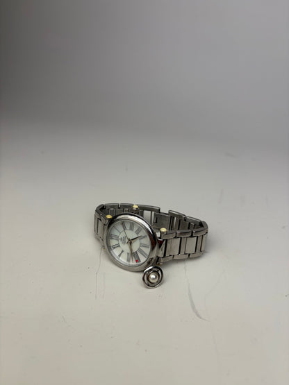 Vintage Vivienne Westwood Stainless Steel Ceramic Bracelet Watch Silver White
