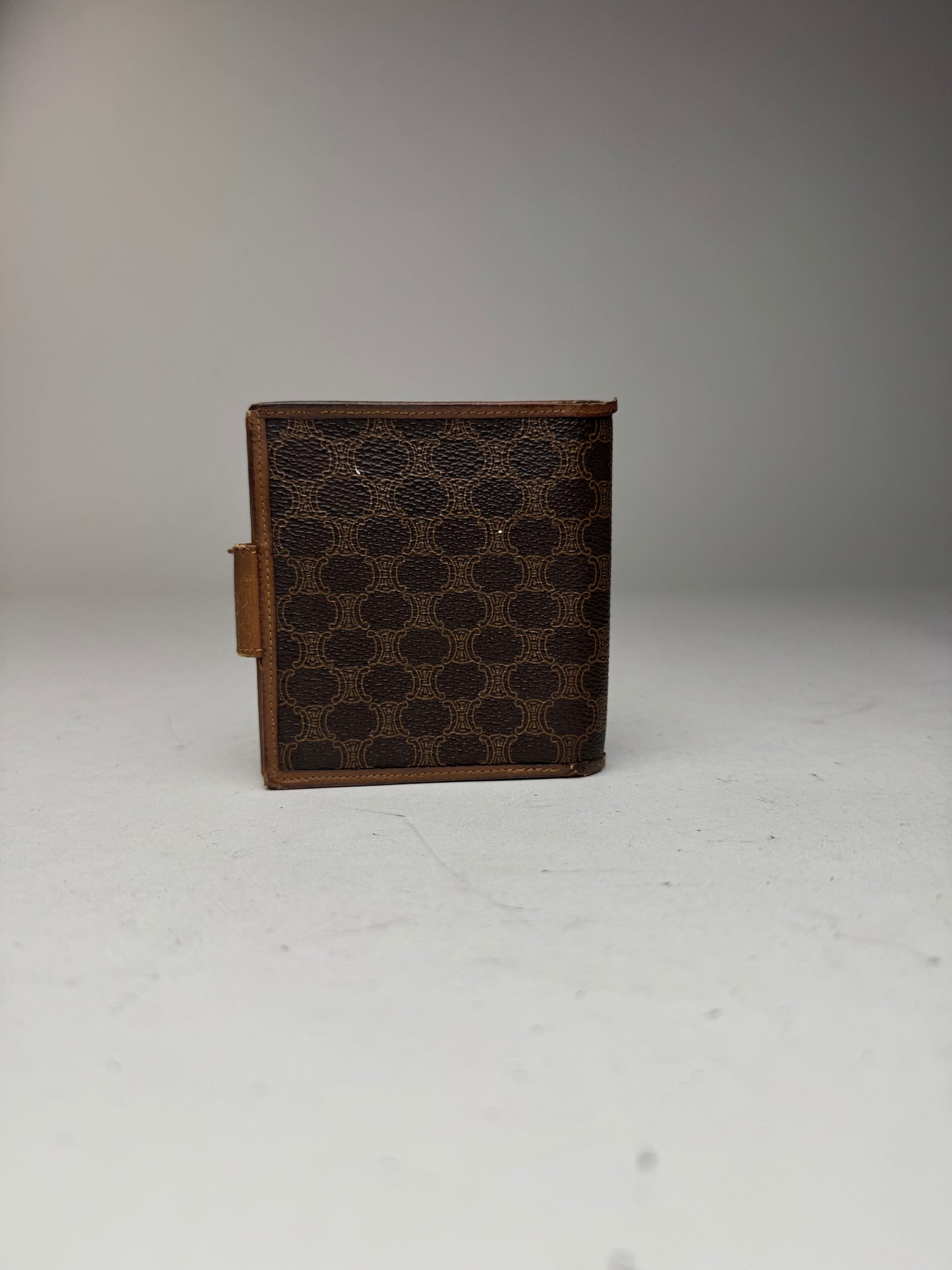 Vintage Celine Triomphe Monogram leather wallet brown