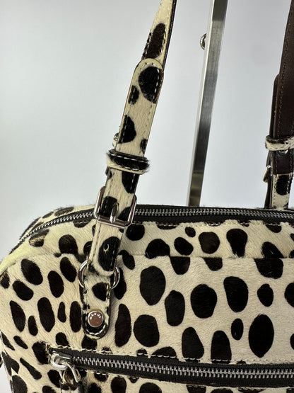 Vintage Marni Structured Hair-On-Hide Top-Handle Bag Cream Black