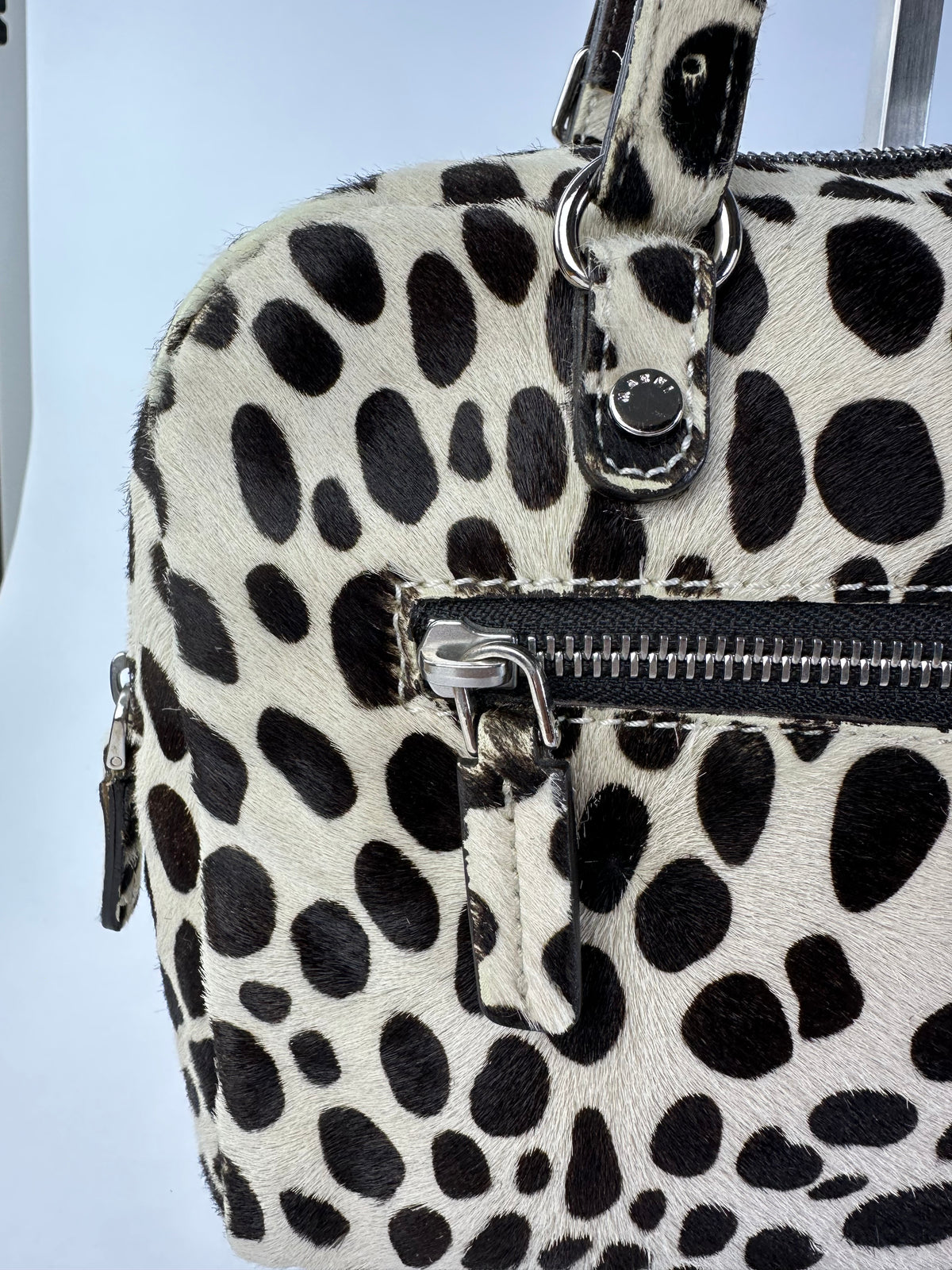 Vintage Marni Structured Hair-On-Hide Top-Handle Bag Cream Black