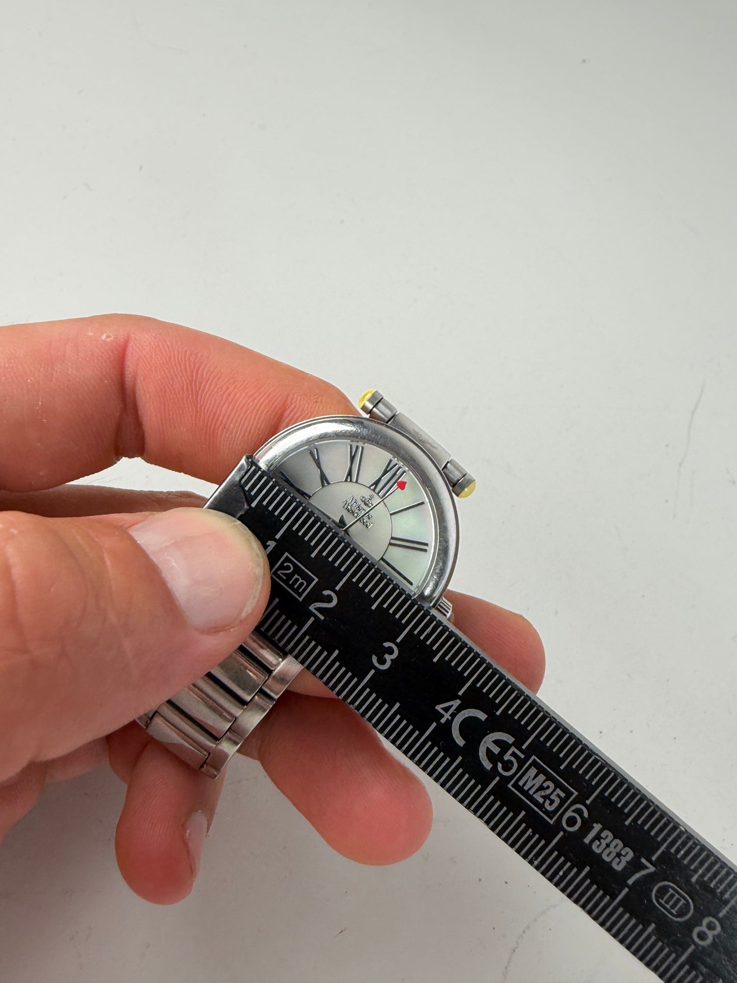 Vintage Vivienne Westwood Stainless Steel Ceramic Bracelet Watch Silver White