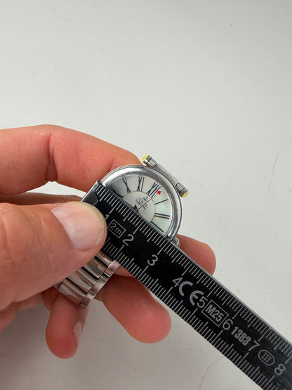 Vintage Vivienne Westwood Stainless Steel Ceramic Bracelet Watch Silver White
