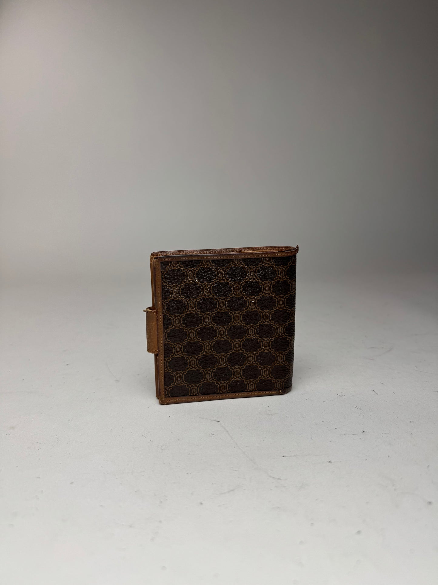 Vintage Celine Triomphe Monogram leather wallet brown