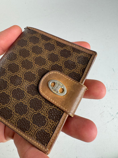 Vintage Celine Triomphe Monogram leather wallet brown