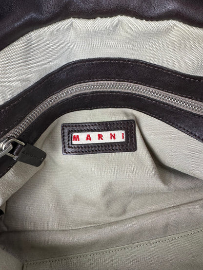 Vintage Marni Structured Hair-On-Hide Top-Handle Bag Cream Black