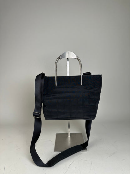 Vintage Courreges Chain Shoulder Bag Black Nylon Silver