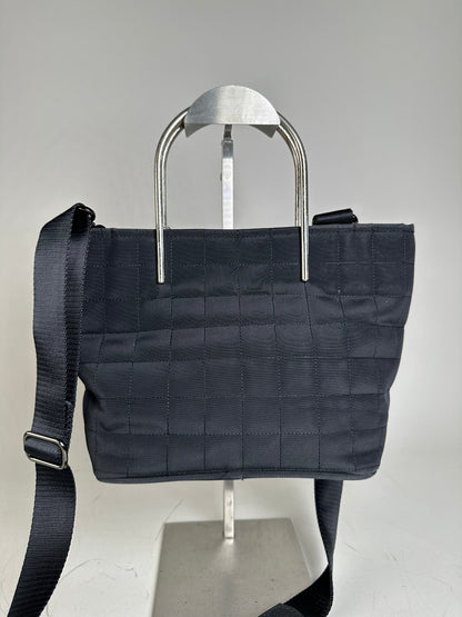 Vintage Courreges Chain Shoulder Bag Black Nylon Silver
