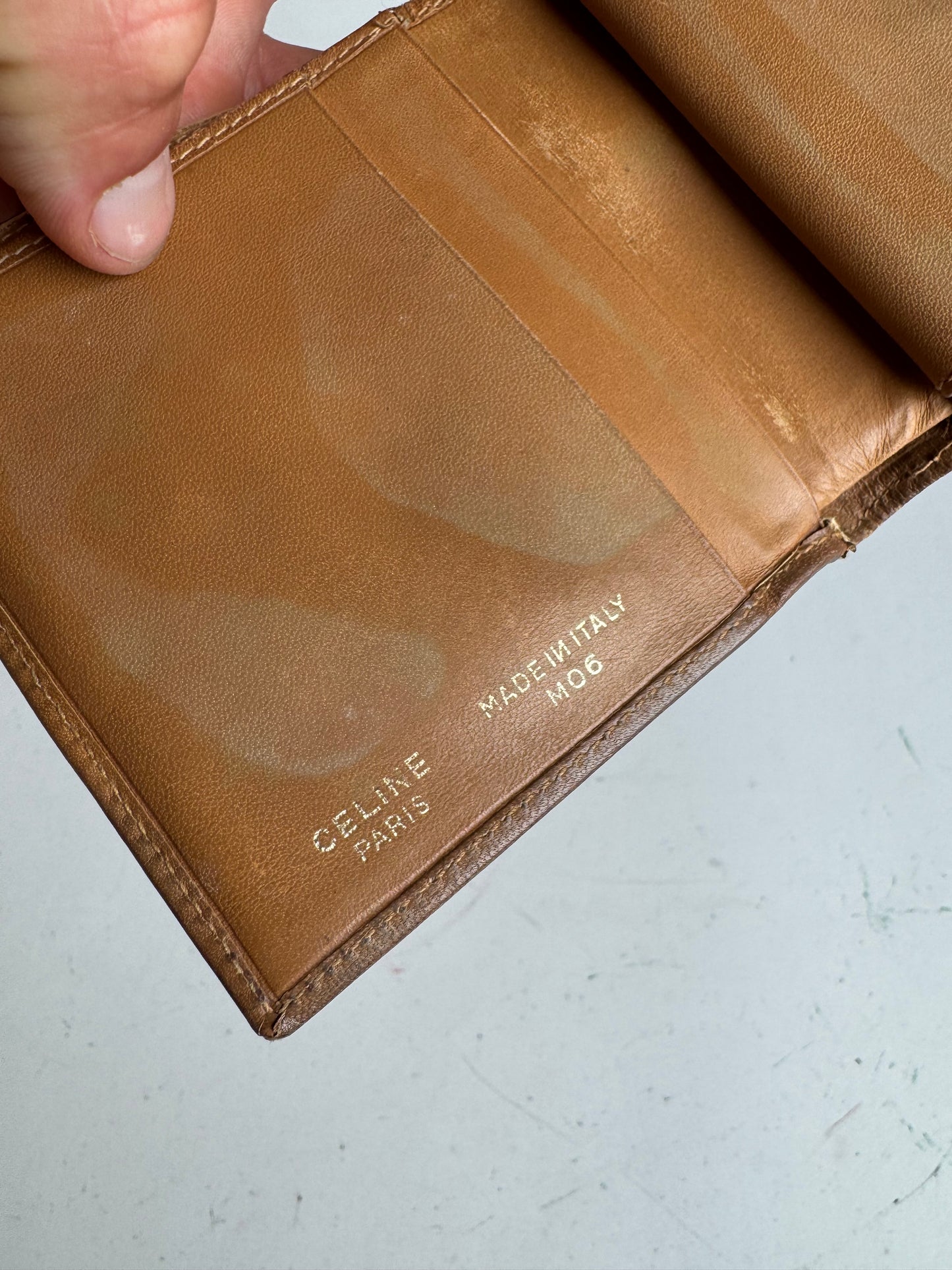 Vintage Celine Triomphe Monogram leather wallet brown