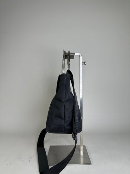 Vintage Courreges Chain Shoulder Bag Black Nylon Silver