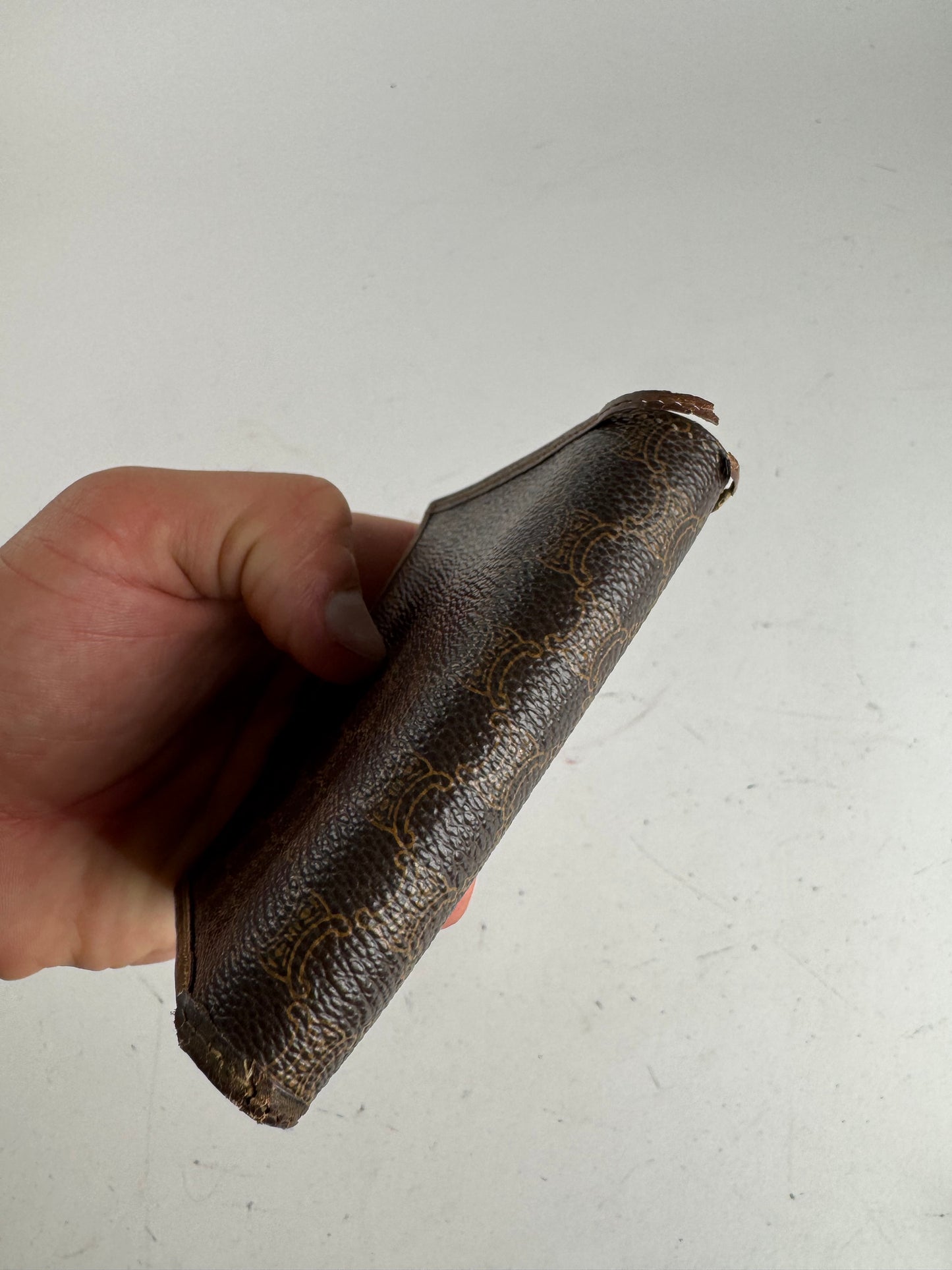 Vintage Celine Triomphe Monogram leather wallet brown