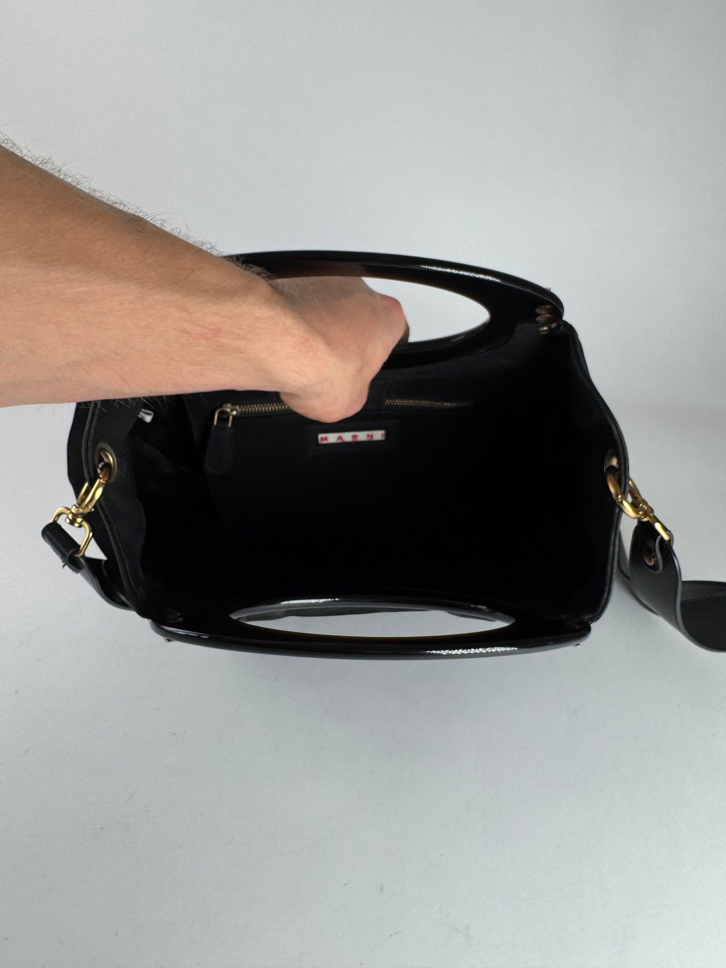 Vintage Marni 2Way Suede Leather Bag Black