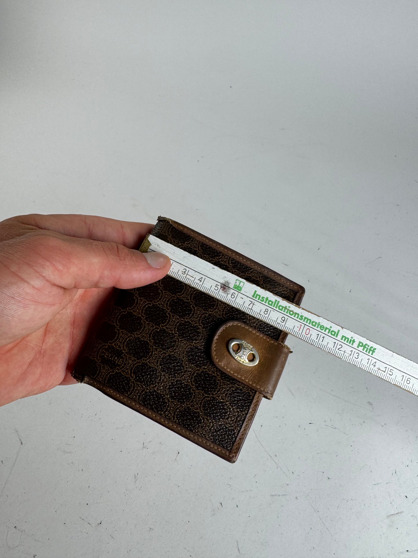 Vintage Celine Triomphe Monogram leather wallet brown