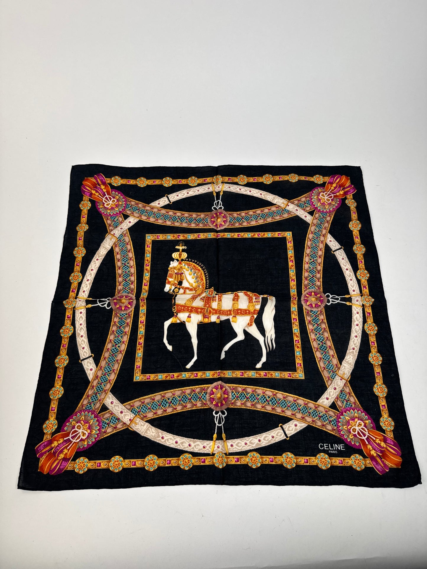 Vintage Celine Baroque scarf gold black