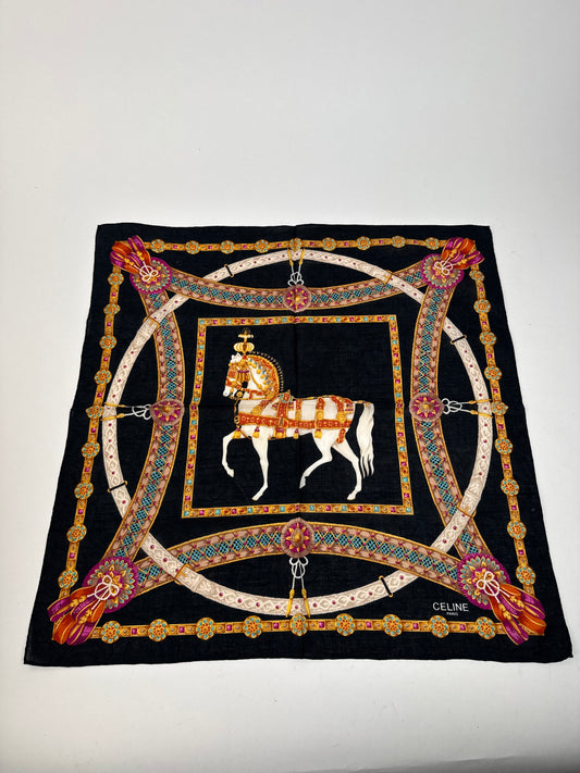 Vintage Celine Baroque scarf gold black