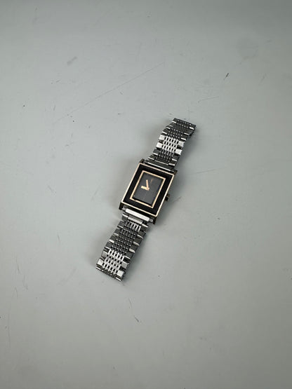 Vintage Saint Laurent Stainless Steel Wristwatch Black Silver