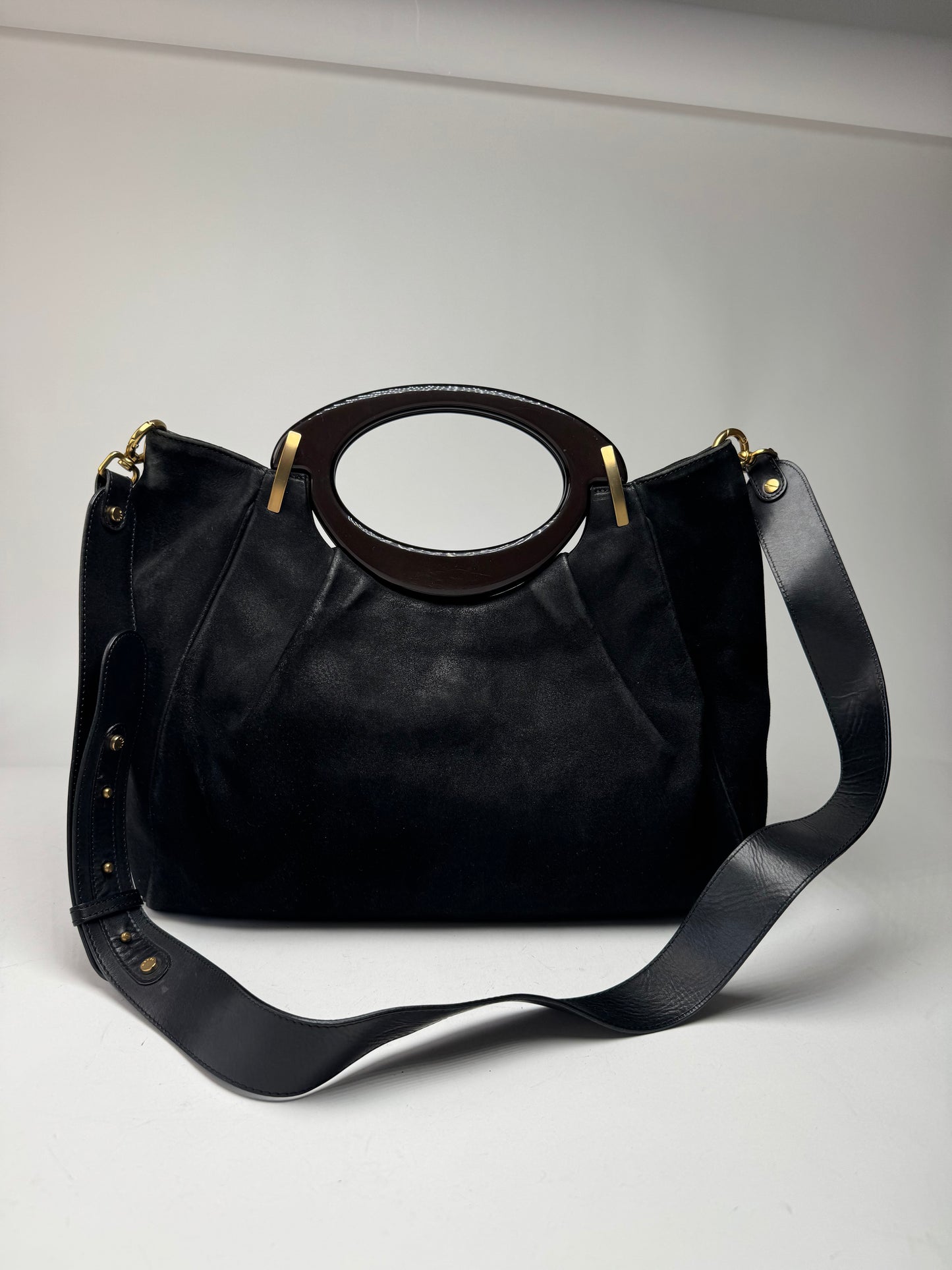 Vintage Marni 2Way Suede Leather Bag Black