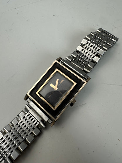 Vintage Saint Laurent Stainless Steel Wristwatch Black Silver