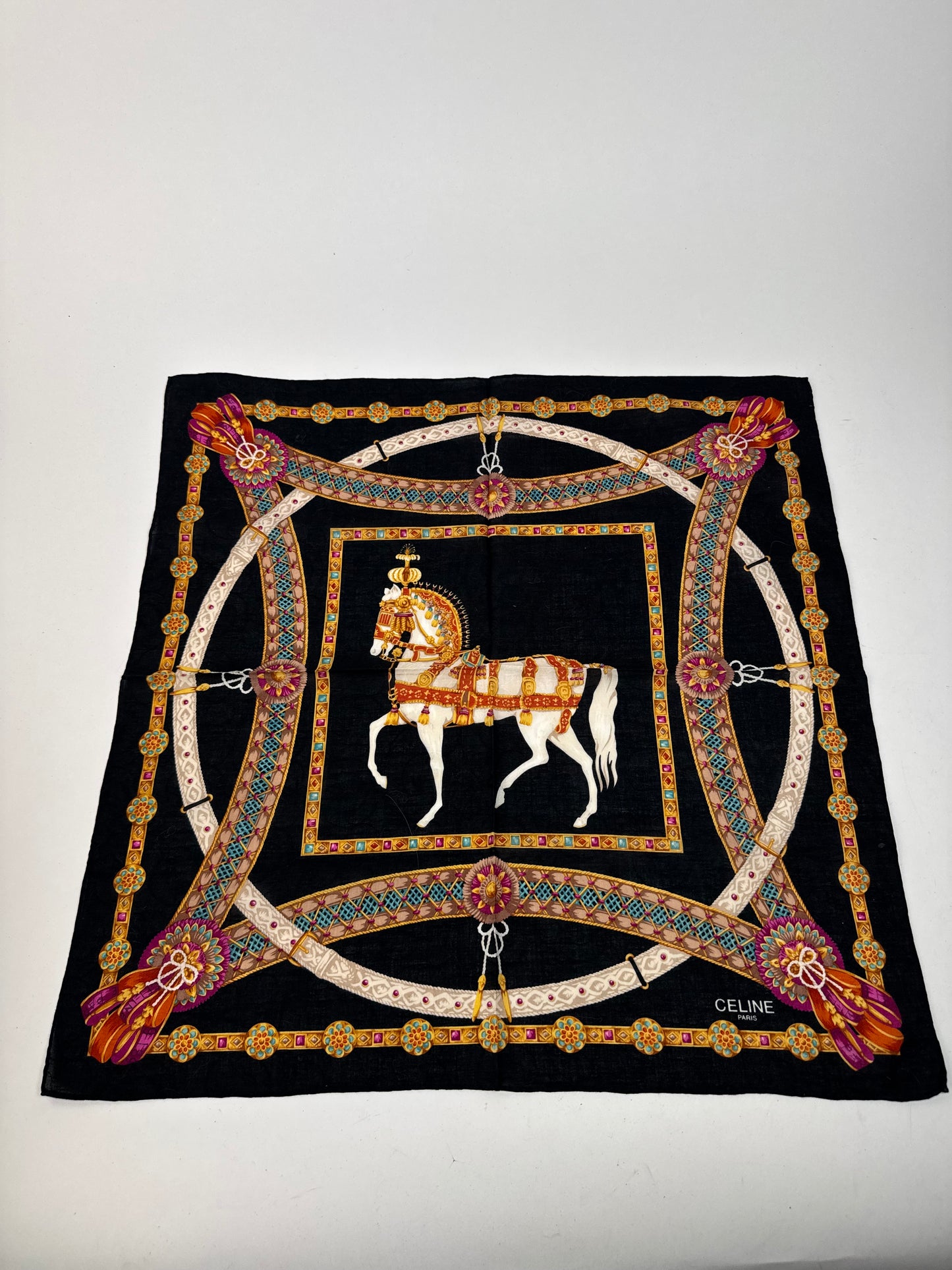 Vintage Celine Baroque scarf gold black