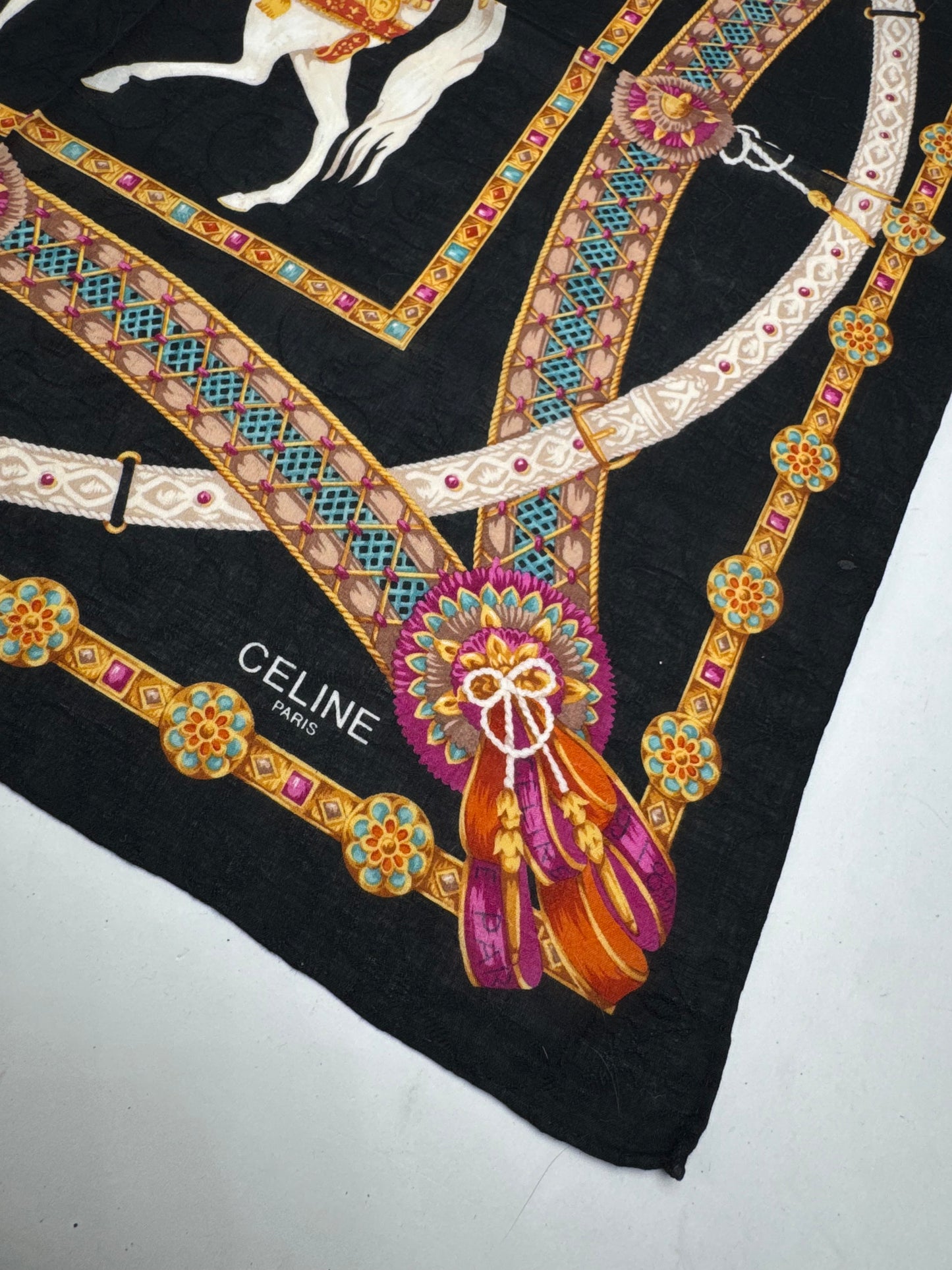 Vintage Celine Baroque scarf gold black