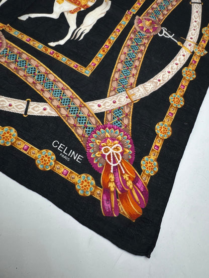 Vintage Celine Baroque scarf gold black