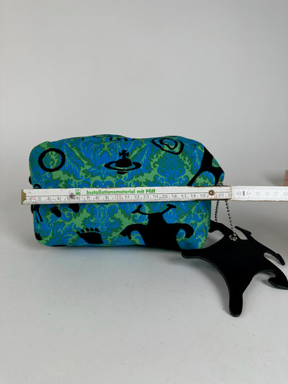 Vintage Vivienne Westwood Canvas Clutch Blue Green Black